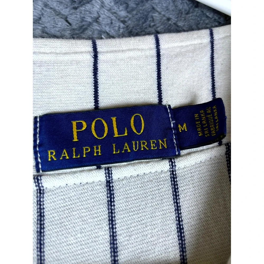 Polo Ralph Lauren Polo Bear Baseball 67 Jersey Men Medium White Pinstripe Cotton